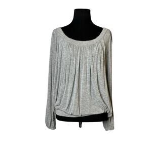 Free People gray pleated long sleeves t shirt blouse size XS
